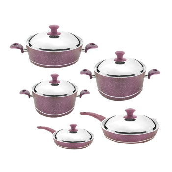 ბიო გრანიტის ქვაბებისა და ტაფების ნაკრები NATUREL NT10PC SET2 VIOLET