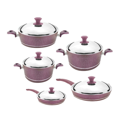 ბიო გრანიტის ქვაბებისა და ტაფების ნაკრები NATUREL NT10PC SET2 VIOLET